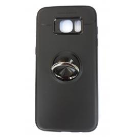 Husa cu stand metalic si inel pentru suport magnetic Samsung Galaxy S7 EDGE-NEGRU