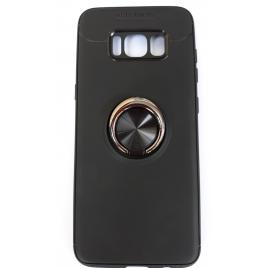 Husa cu stand metalic si inel pentru suport magnetic Samsung Galaxy S8-NEGRU