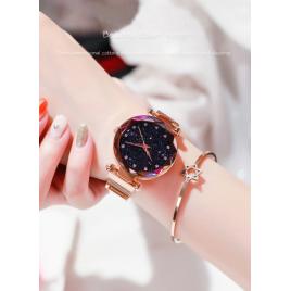 Ceas de dama magnet starry sky quartz wristwatch gold