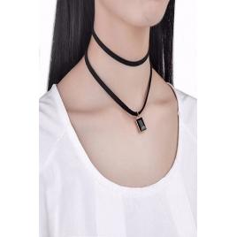 Choker fashion black duble delux - colier elegant pentru gat