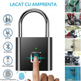 Lacat smart cu senzor de amprenta 10 amprente rezolutie 508 dpi baterie 3.7v...