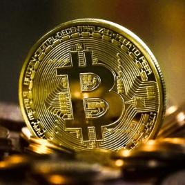 Moneda bitcoin de colectie & suvenir - criptomoneda aurie