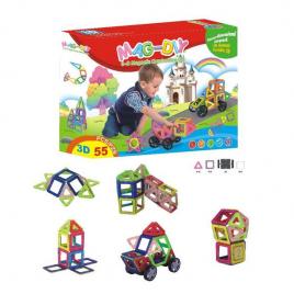 Joc Magnetic Educativ de Constructie 3D 55 piese