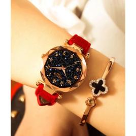 Ceas de dama Diamond Night Sky Fosforescent Rosu