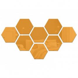 Set oglinzi decorative acrilice ProCart hexagon autoadezive 8 bucati auriu
