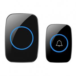 Sonerie wireless Plug and Play Cu buton impermeabil 1 x Transmitator 4 Niveluri de volum 36 Melodii LED Flash Negru