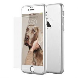 Husa Apple iPhone 8 FullbodySilver acoperire completa  360grade cu folie de sticla gratis
