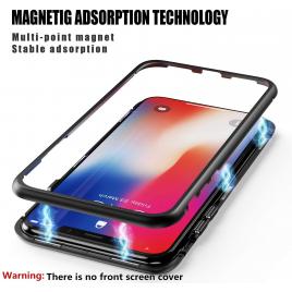 Husa Apple iPhone X Magnetica 360 grade Black cu spate de sticla securizata premium + folie de sticla gratis