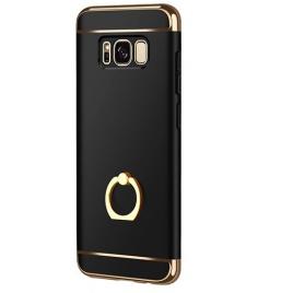 Husa protectie pentru Samsung Galaxy J3 2017 Luxury Black Plated cu Inel de sustinere