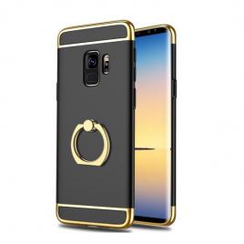 Husa protectie pentru Samsung Galaxy S8 Luxury Black Plated cu Inel de sustinere