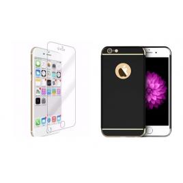 Pachet husa Apple iPhone 6/6S Luxury Black Plated folie de sticla gratis
