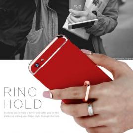Pachet husa de protectie pentru iPhone 6 Luxury Red Plated cu Inel de sustinere si folie gratis