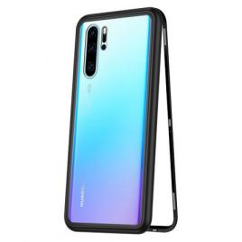 Husa protectie pentru Huawei P30 PRO Magnetica Negru cu spate de sticla securizata premium + folie de protectie ecran gratis