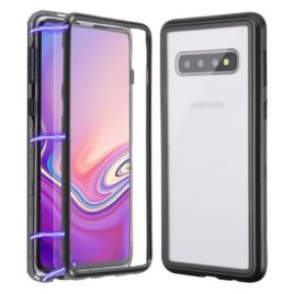 Husa protectie pentru Samsung Galaxy S10 Magnetica Negru cu spate de sticla securizata premium + folie de protectie gratis