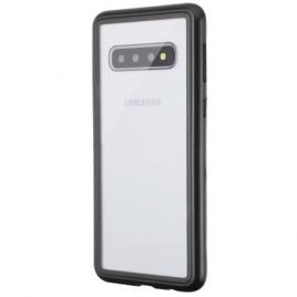 Husa protectie pentru Samsung Galaxy S10 Plus Magnetica Negru cu spate de sticla securizata premium + folie de protectie gratis