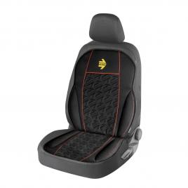Husa scaun auto MOMO STYLE material textil negru cu insertii rosii si logo 3D