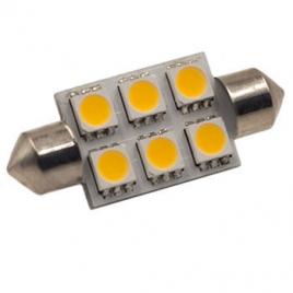 Set 2 becuri LED SOFIT 36MM 6 SMD 5050 12V ALBA CALDA