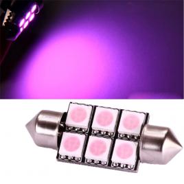 Set 2 becuri LED SOFIT 36MM 6 SMD 5050 12V ROZ