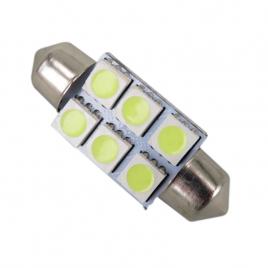 Set 2 becuri LED SOFIT 42MM 6 SMD 5050 12V ALBA CALDA