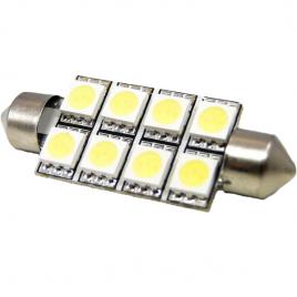 Set 2 becuri LED Sofit  42MM 8 SMD 5050 12V Alba calda canbus