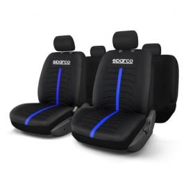 Set huse Scaune Auto Renault Symbol/Twingo/Ve Satis - Sparco Blue Stripe 11 Buc