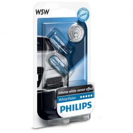 Set 2 Becuri auto Philips T10 White Vision 12V 5W