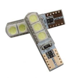 Set 2 becuri T10 canbus silica gel 6SMD 5050 12V ALB