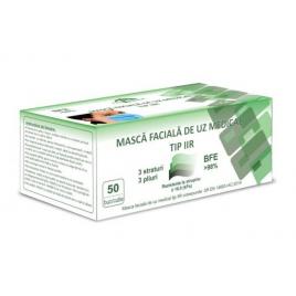 Masti Medicale tip IIR, 3 pliuri, 3 straturi, elastic si tija metalica