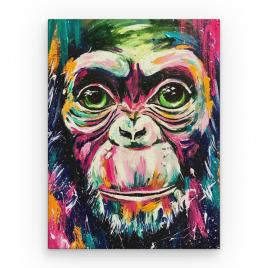 Tablou Canvas Arta Moderna - Cimpanzeu Multicolor, 80 x 50 cm