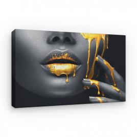 Tablou Canvas Arta Moderna - Liquid Gold on Senzual Lips, 80 x 50 cm
