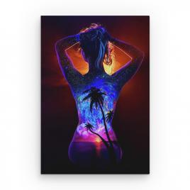 Tablou Canvas Bodyscape - Apus Tropical si Universul , 80 x 50 cm
