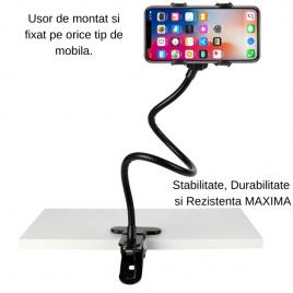 Suport flexibil cu rotatie 360° ,brat si clema metalica ,50 cm , Negru