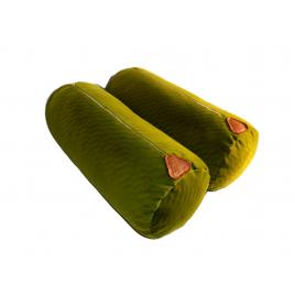 Set Perne cilindrice decorative din catifea, verde, 2 bucati, 50 x 22 cm