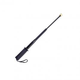 Baston telescopic flexibil din arc pentru autoaparare , 3 segmente din otel, cu maner cauciucat, negru si husa din piele