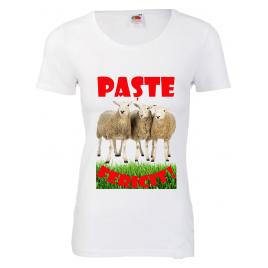 Tricou dama mesaj haios Paste fericit alb 2XL