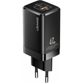 Incarcator Retea Fast Charger Usams Gan Mini 1 X Usb 1 X Usb Type-c Pd 47w 3a Negru - Us-cc137- T41