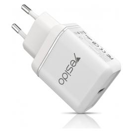 Incarcator retea Fast Charge PD Yesido Pure 18W Quick Charge Type-C White