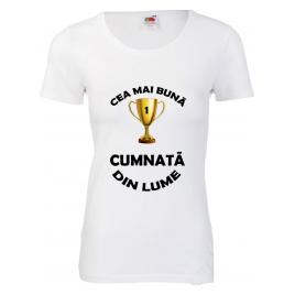 Tricou dama mesaj Cea mai buna cumnata alb 2XL