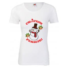 Tricou dama personalizat Craciun om zapada alb XXL