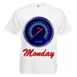 Tricou personalizat Monday alb S