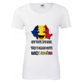 Tricou dama personalizat Romania alb L