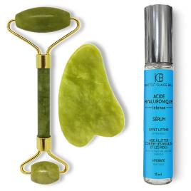 Pachet Promo Rola de Jad si Gua Sha + Serum Acid Hyaluronique Intense Lifting si Anti-rid, Institut Claude Bell