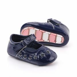 Pantofiori din lac bleumarine cu stelute (marime disponibila: 6-9 luni (marimea
