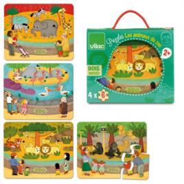 Set 4 puzzle animale de la zoo 6 piese