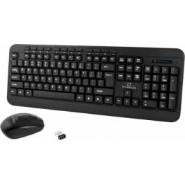 Kit tastatura multimedia fara fir si mouse wireless Titanum Akron 2.4 GHz 1600 DPI 3 butoane si scroll negru TK109-DC