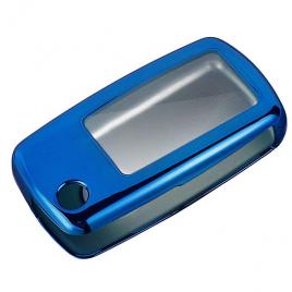 Husa cheie auto vw tpu+pc albastra cheie briceag