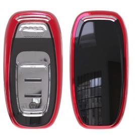 Husa cheie smartkey audi 3 butoane rosie tpu+pc audi a6 a7 a8 4g