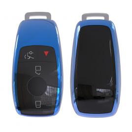 Husa cheie smartkey mercedes benz 3 butoane albastra tpu+pc model nou