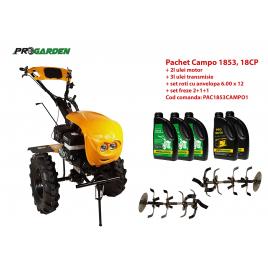 Set Motocultor Progarden Campo 1853, 18 CP, latime de lucru 162 cm, benzina, 2+1 trepte, ulei motor si transmisie incluse