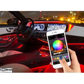 Fir cu lumina ambientala pentru masina decor neon auto multiple culori control prin bluetooth 5m